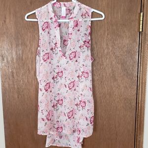 Pink flower high-low tank